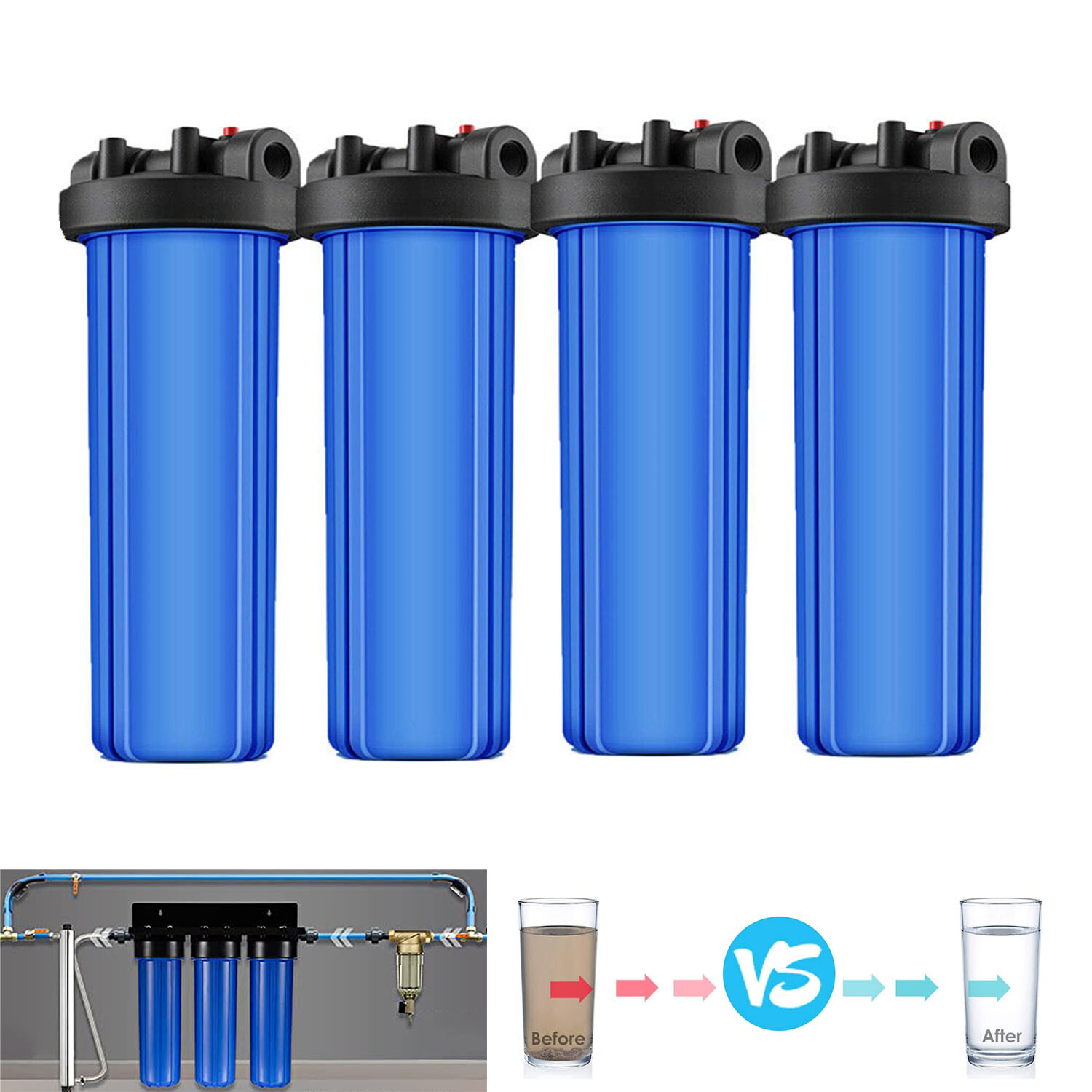 20 Inch Big Blue Whole House Water Filter Housing for RO Home Filtration System