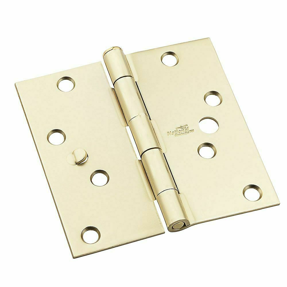 National Hardware N830-403, 4" Security Door Hinge 3 Hinges Satin Brass, FS