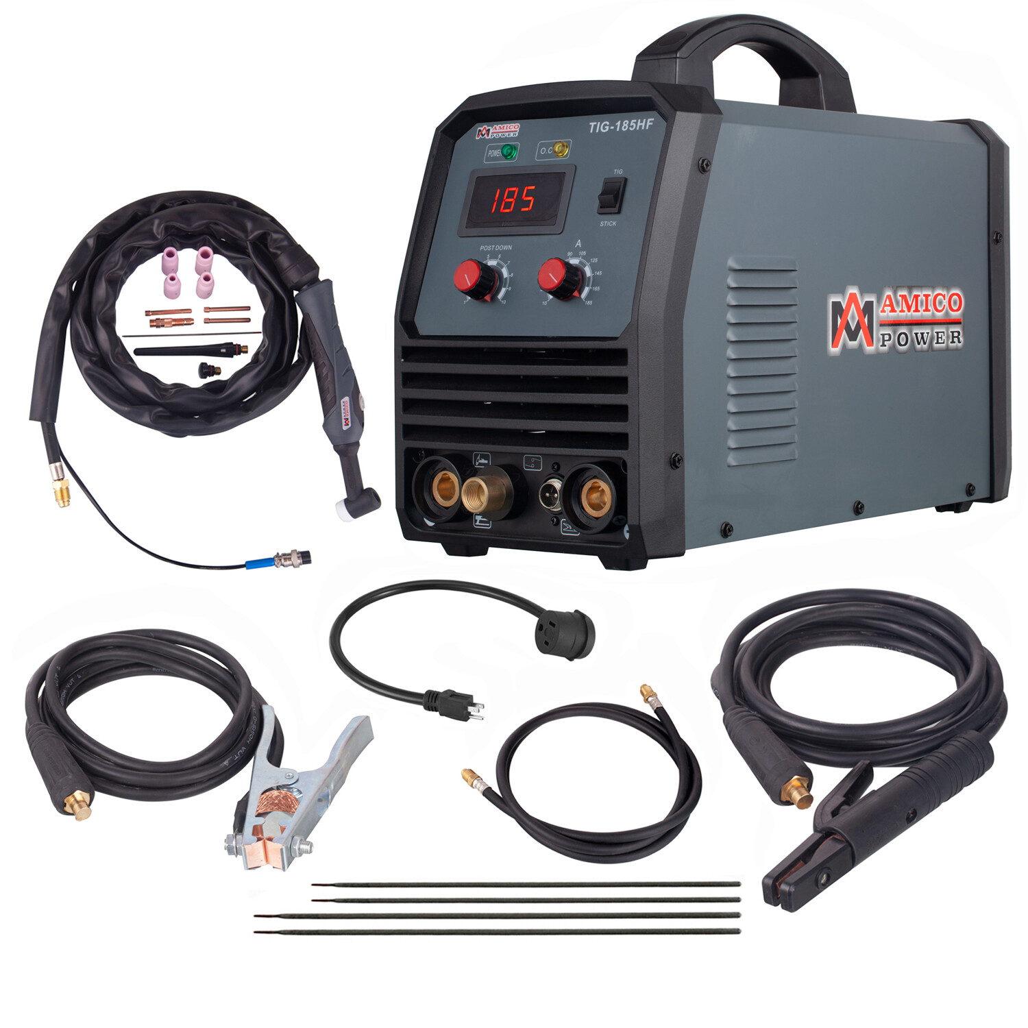 TIG-185HF, 180 Amp TIG Stick Arc DC Inverter Welder, Input 100~250V Welding New
