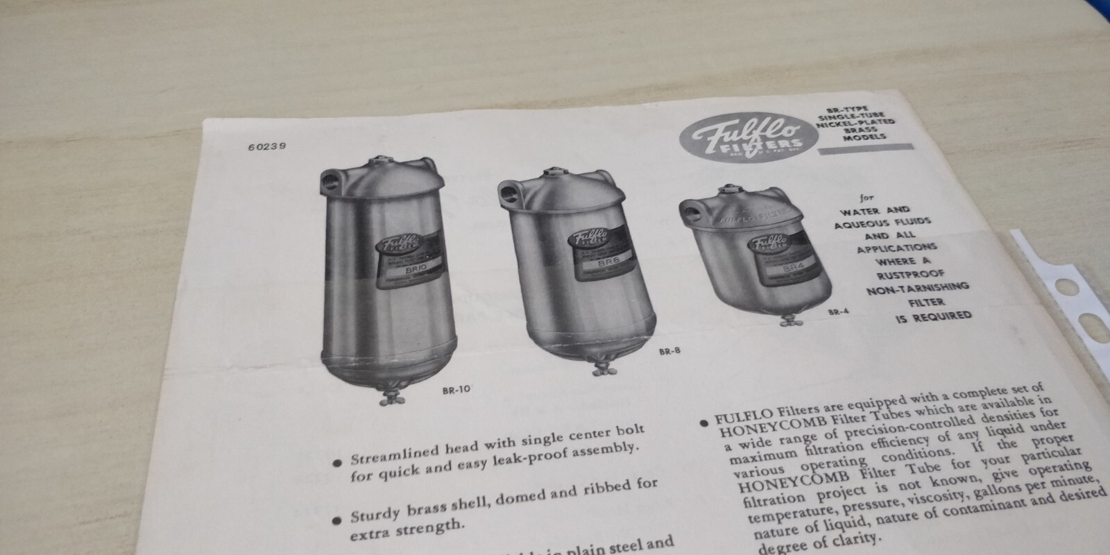 1950s ~ Bulletin 509/ Data Sheet ~ FULFLO Filters ~Instructions & Specifications