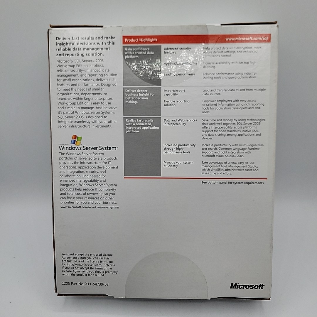 Microsoft SQL Server 2005 Workgroup Edition Data Management And Reporting Sealed