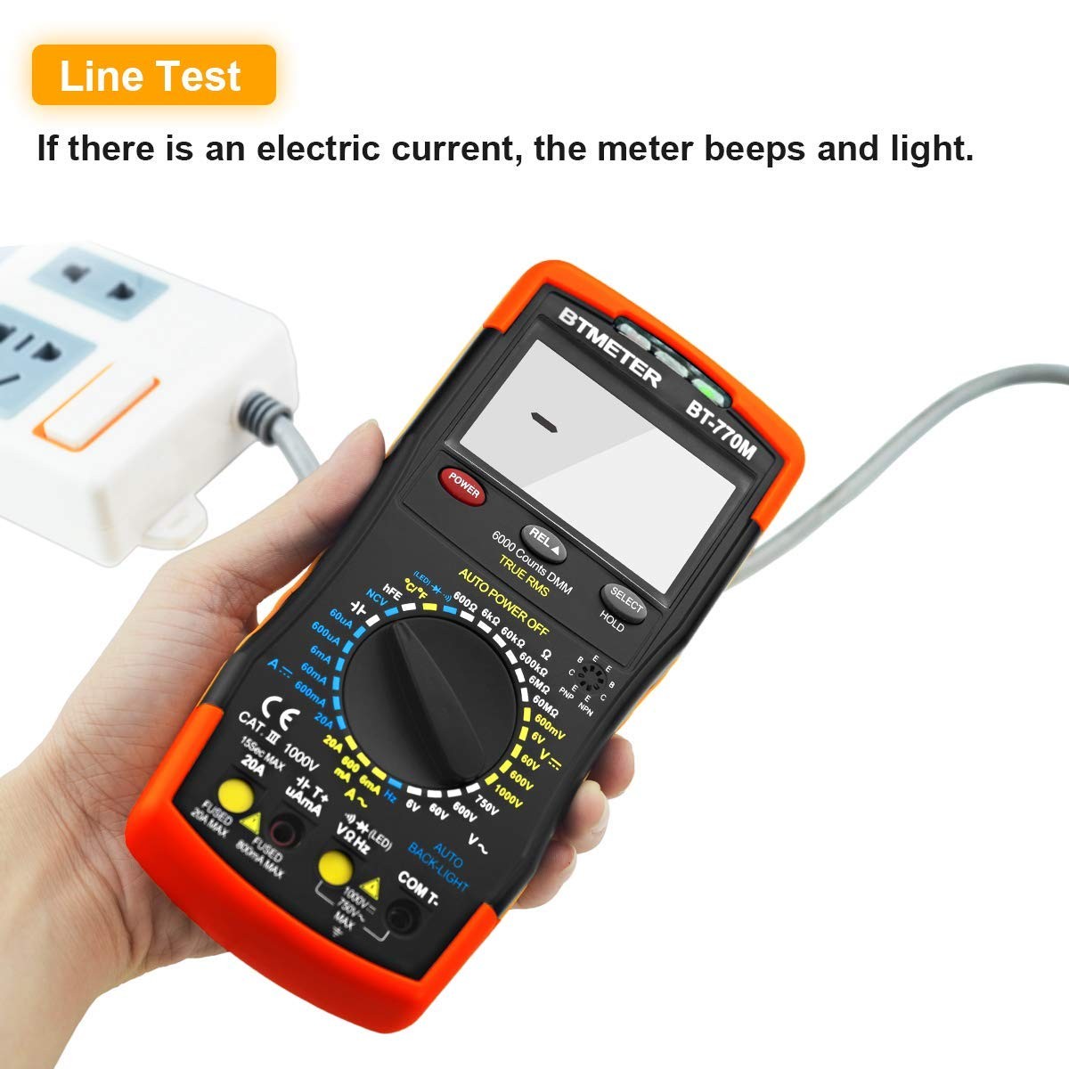 Digital Multimeter TRMS 6000 Count, Medium, AC/DC 20A & Mechanical Block 770M