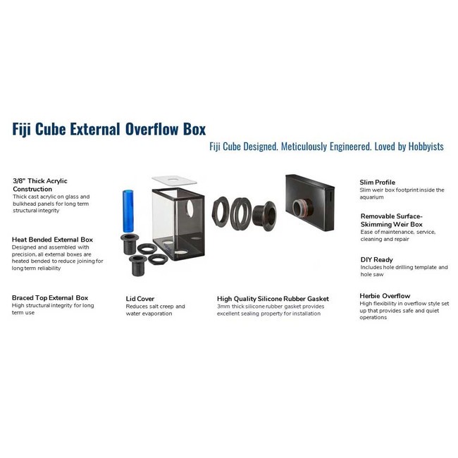 Low Profile External Overflow Box - 600GPH - Fiji Cube