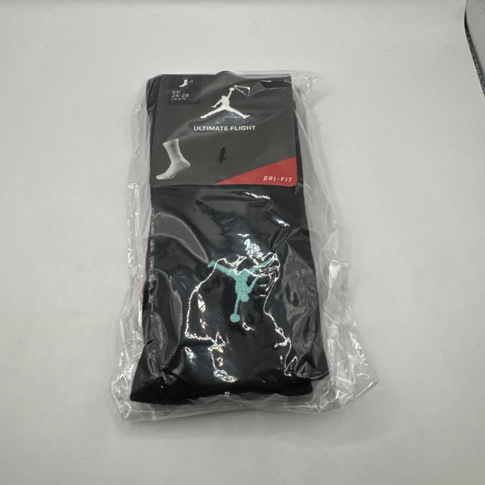 Nike Air Jordan Dri-Fit Flight Crew Socks Black/Tiffany Men’s Large Size 8-12