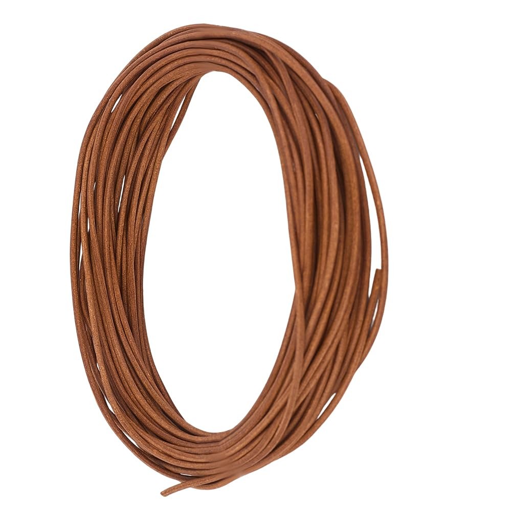 CALFOVERA 10.94 Yards 1MM Round Cowhide Genuine Leather Cord for Jewelry Maki...