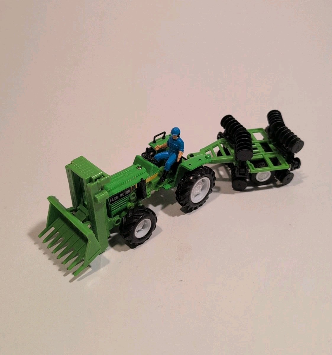 New Ray Farm Tractor And Trailer With Farmer.   Not Compete