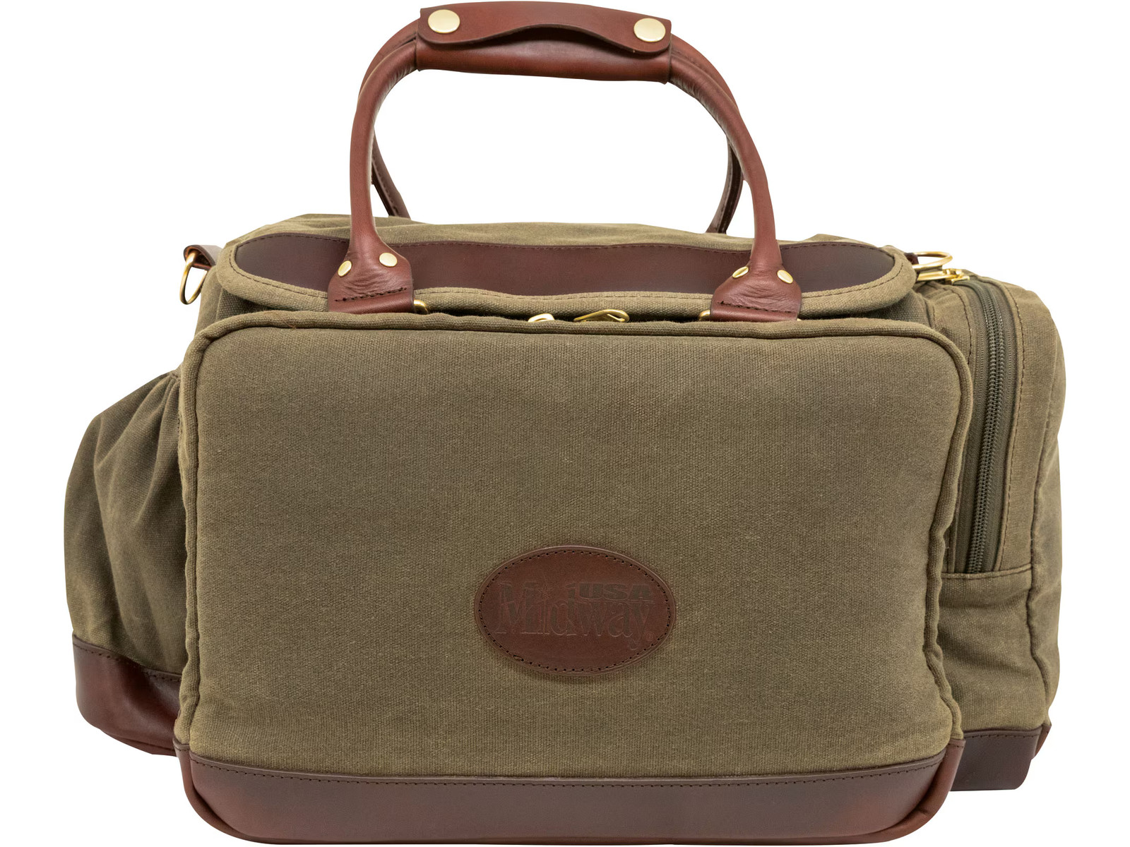MidwayUSA Waxed Canvas Pistol Range Bag Olive Brown