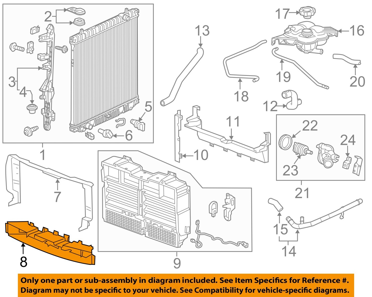 GM OEM 15-20 Canyon Cooling Radiator Components-Air Inlet Baffle 23487157