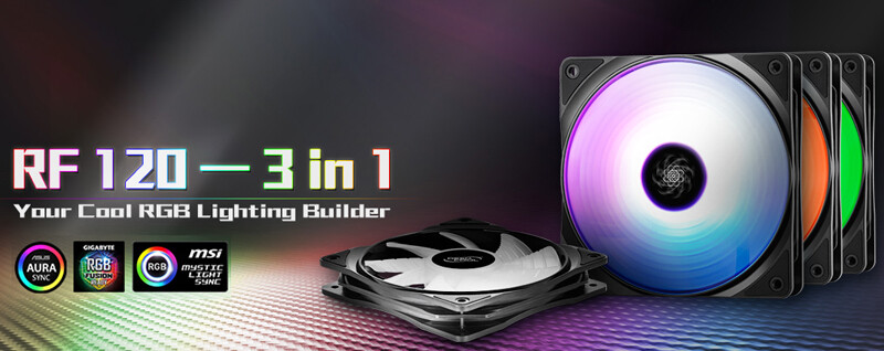 DEEPCOOL RF 120 (3 PACK) Ultra Quiet PWM Fan 6 High Brightness Controllable RGB