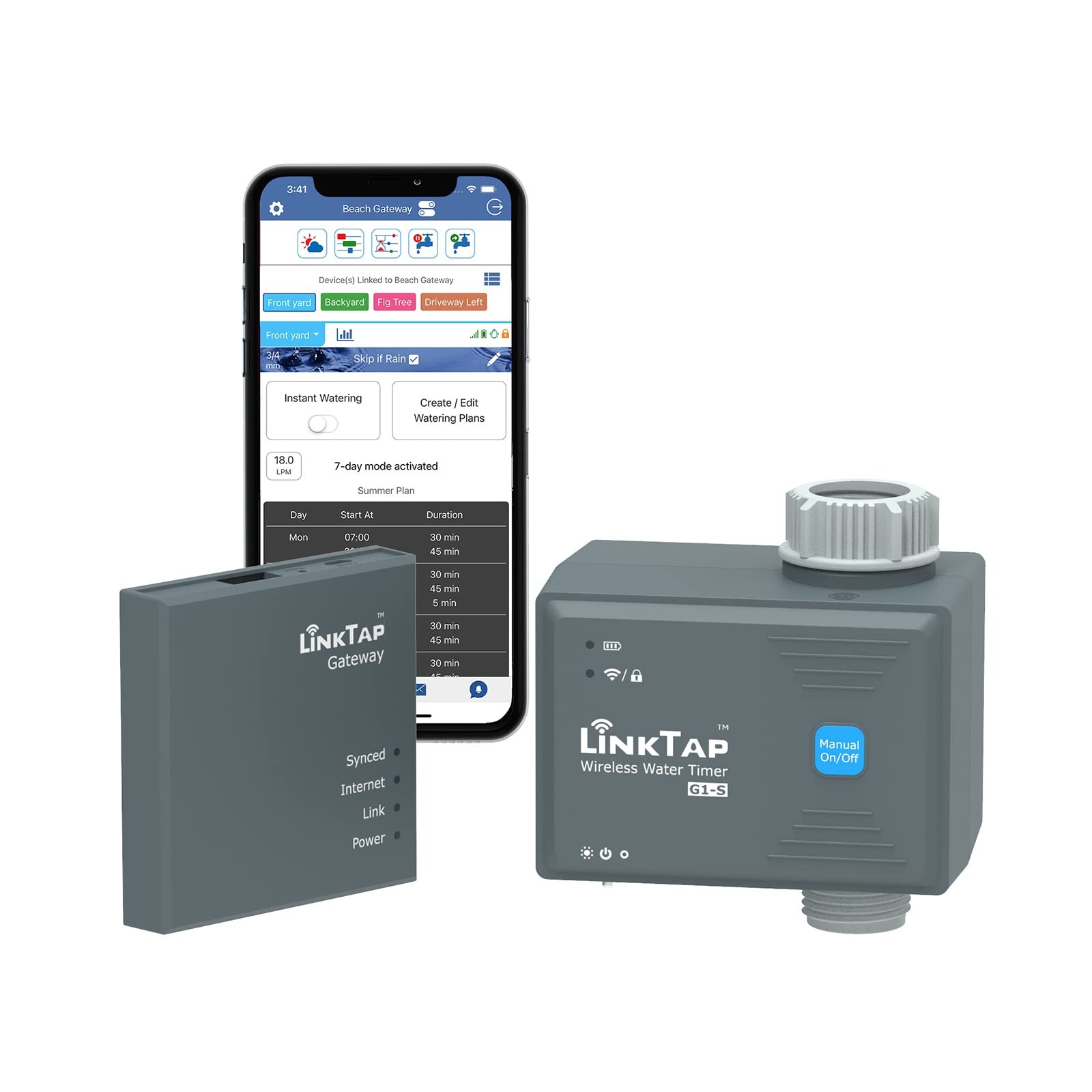 LinkTap G1S Smart Water Timer & Gateway, App Remote Irrigation, Weather Aware