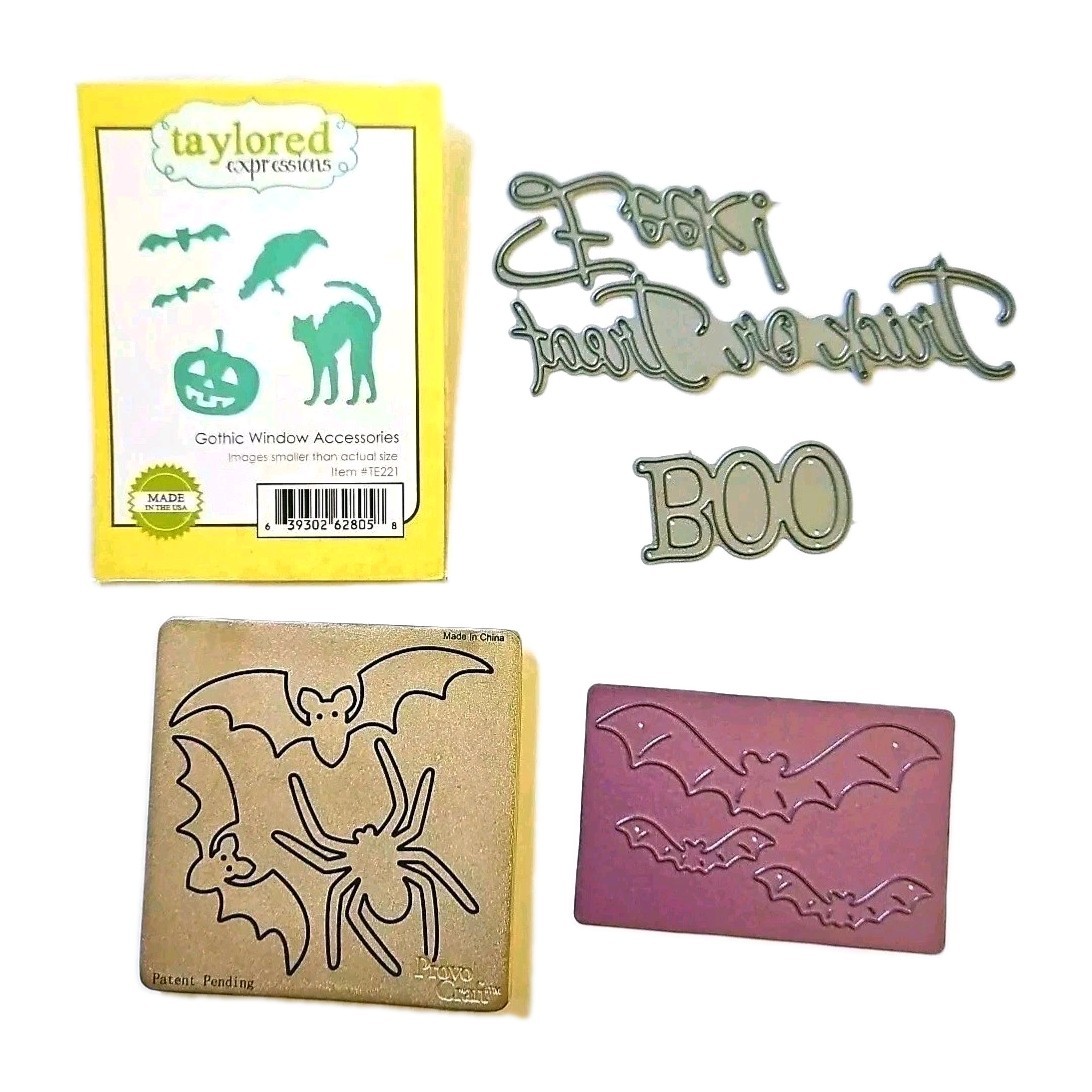 HALLOWEEN CUTTING DIES Lot Of 6 Cat Jack Boo Trick Treat Bat Spider Crow um197