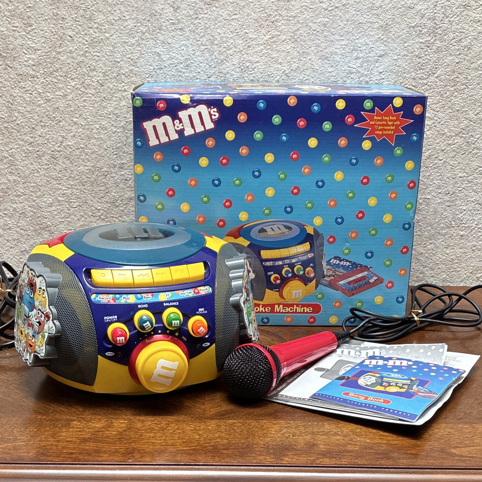 M&M's Karaoke Machine Cassette Player, Mic, Power Cable, Song Book, Tape, MPN