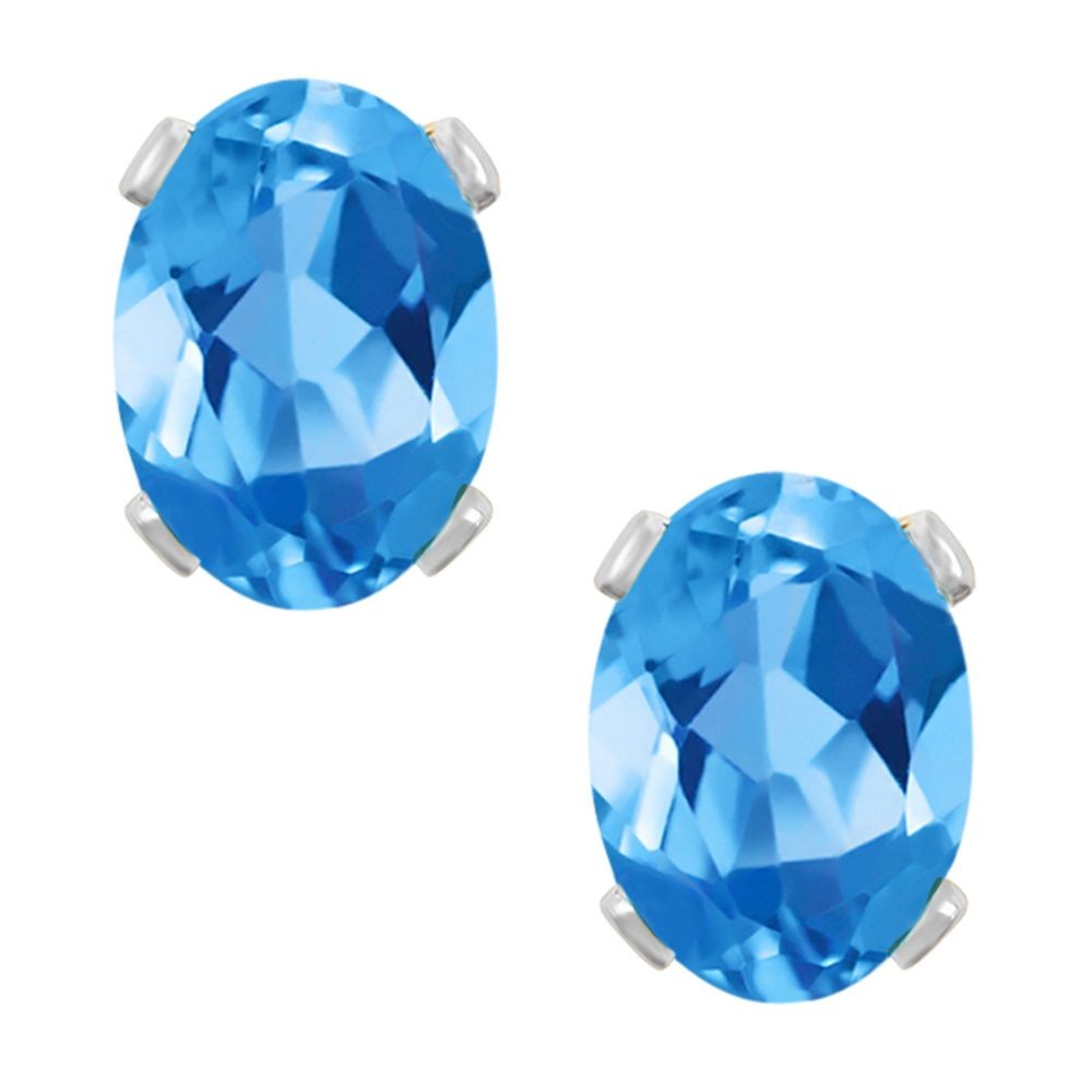 2.00 Cttw  Blue Topaz Stud Earrings for Women | 925 Sterling Silver | Gemstone