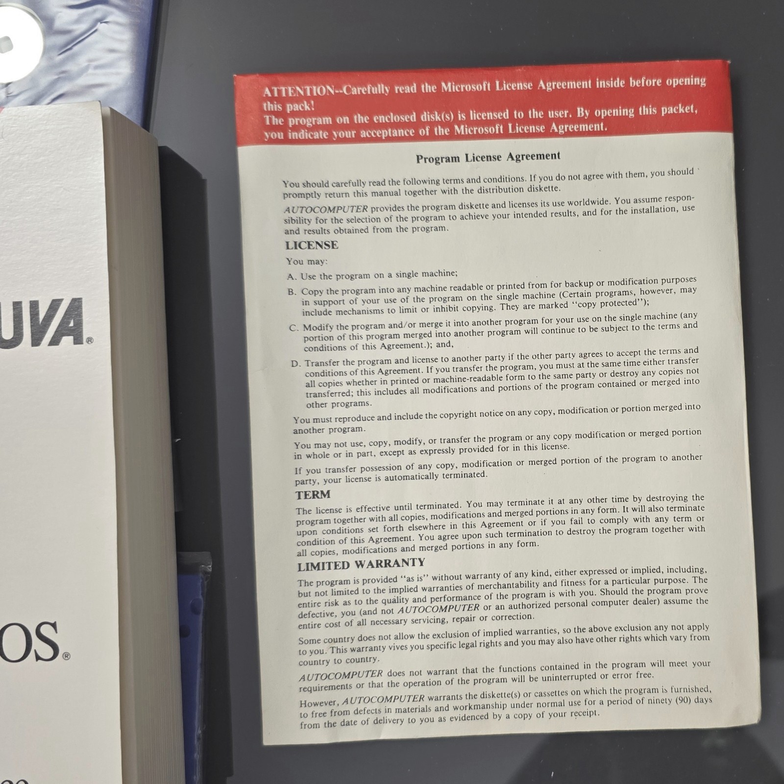 AUVA Microsoft MS-DOS Operating System version 5.0 Getting Started User's