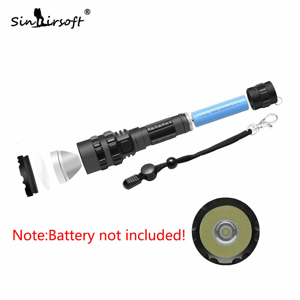 Tactical Flashlight Super Bright LED Torch USB 5 Light Mode Picatinny Rail Mount