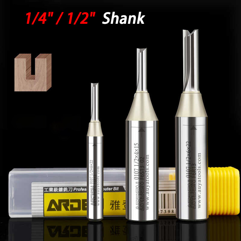 1/4" 1/2" Shank Straight 2 Flute Carbide Tipped TCT Flush Trim Router Cutter Bit
