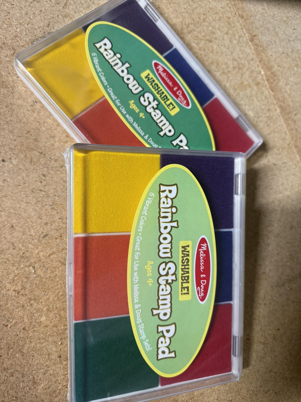 Two Melissa & Doug Rainbow Stamp Pad Washable 6 Colors Kids Craft Ink New Sealed