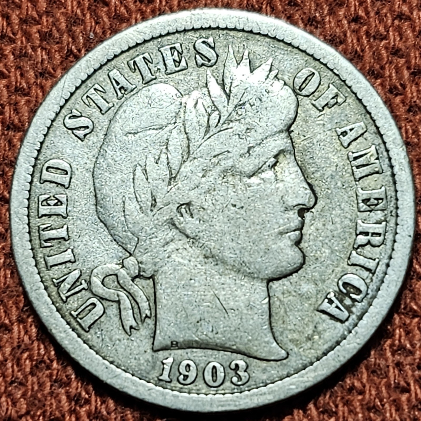1903 O Barber Dime 10C Silver Coin VG/F 90% Silver Nice Coin