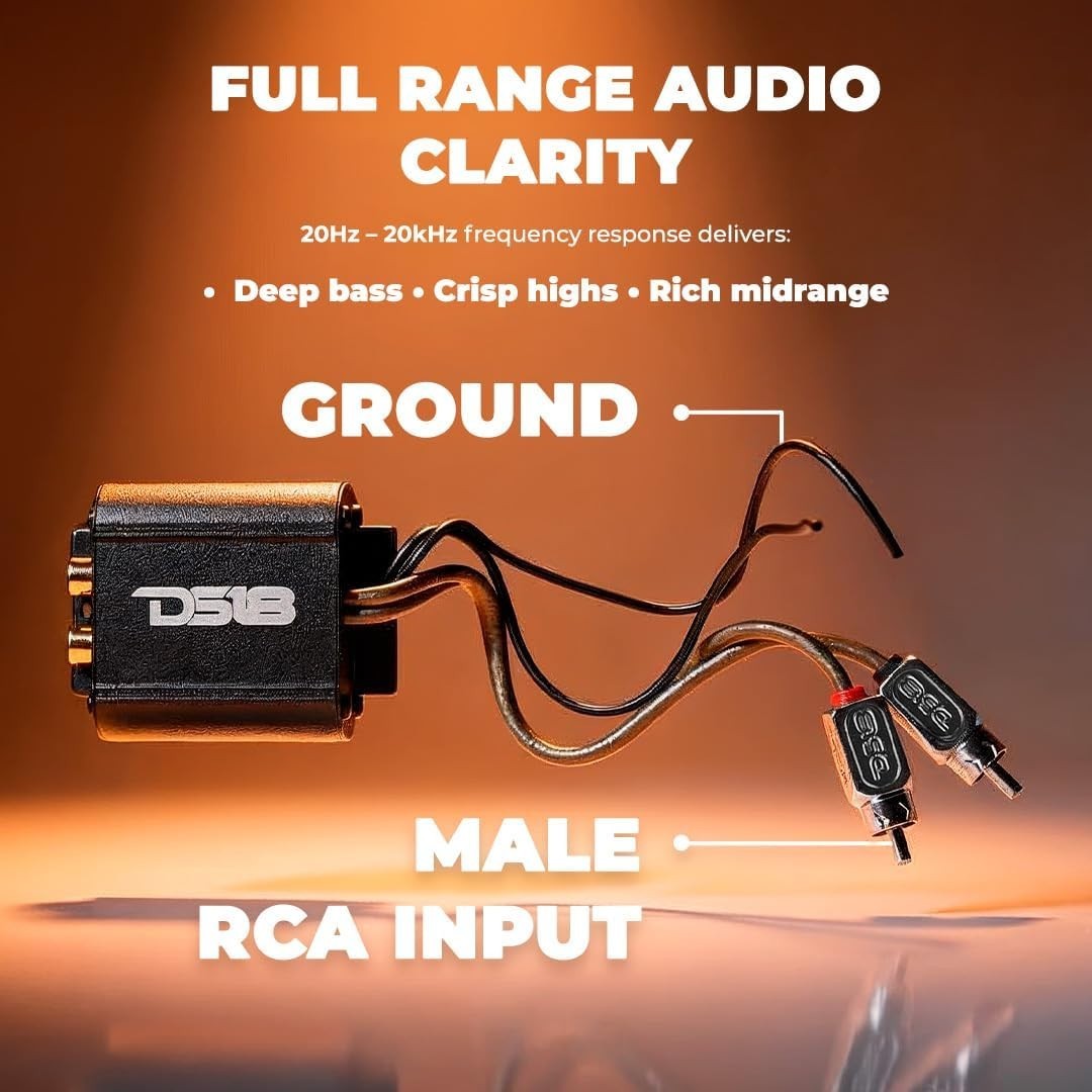 Professional RCA Noise Filter for Car Audio Systems, Eliminates Hum Noise