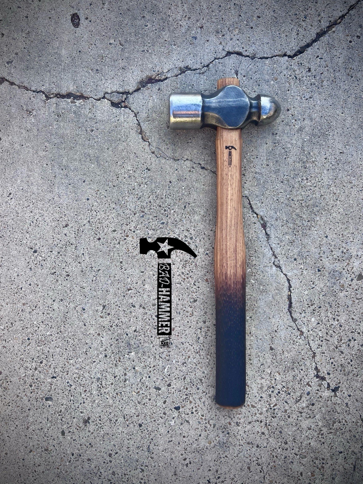 Bad-Hammer Unmarked 3.1lbs Ball & Peen Hammer w/ 15.5in Hickory Handle. USA