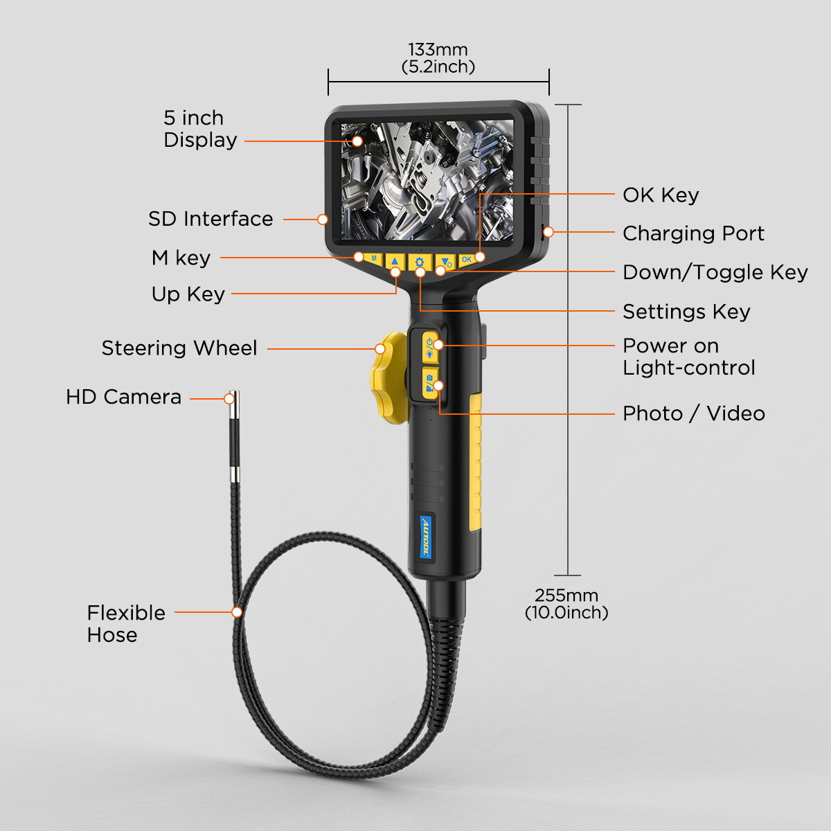 Precise Industrial Endoscope Camera 1080P HD Screen Borescope Inspection Camera
