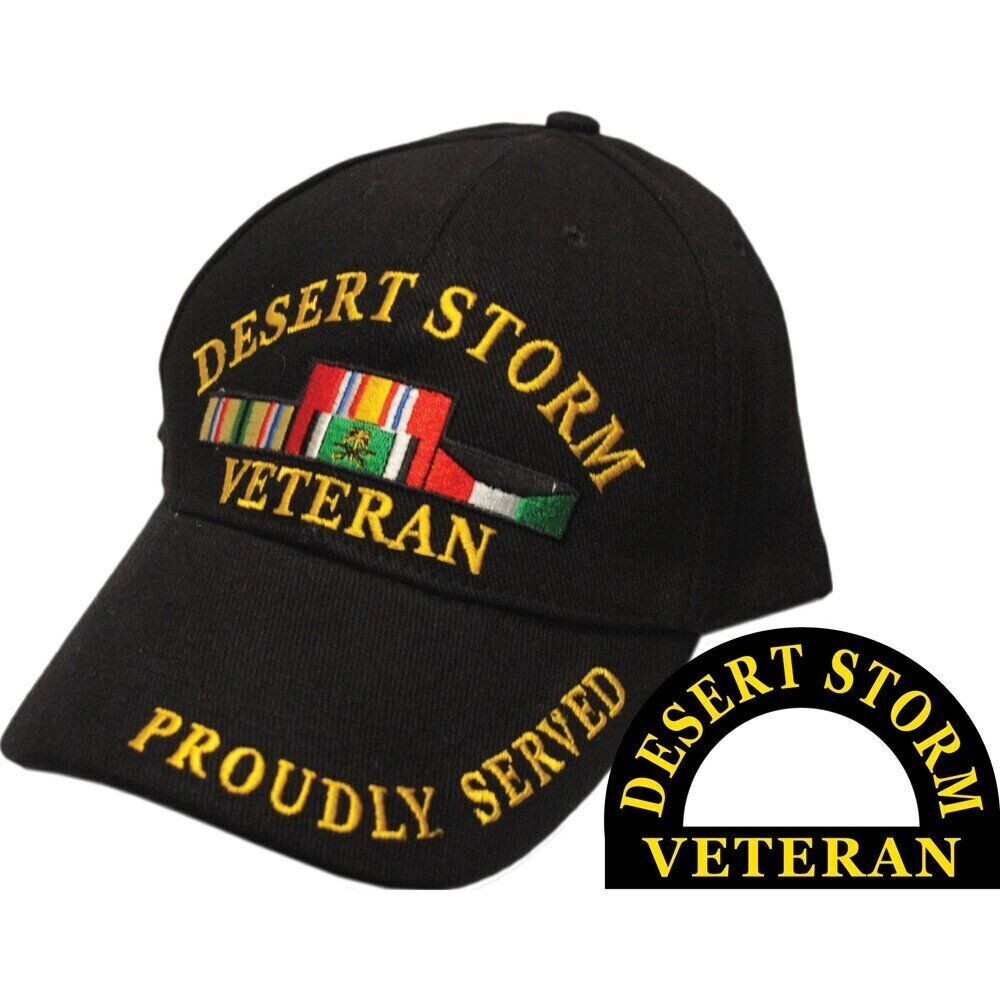 CP00607 Black U.S. Desert Storm Veteran Embroidered Cap OFFICIALLY LICENSED