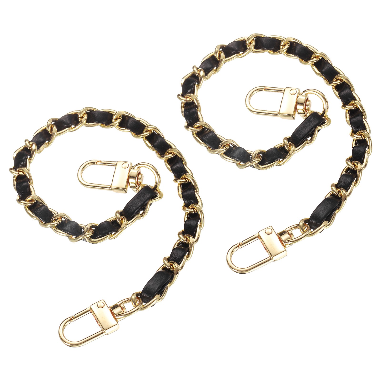 2Pcs 12" Purse Chain Strap with Buckle for Bags(Black, Gold)
