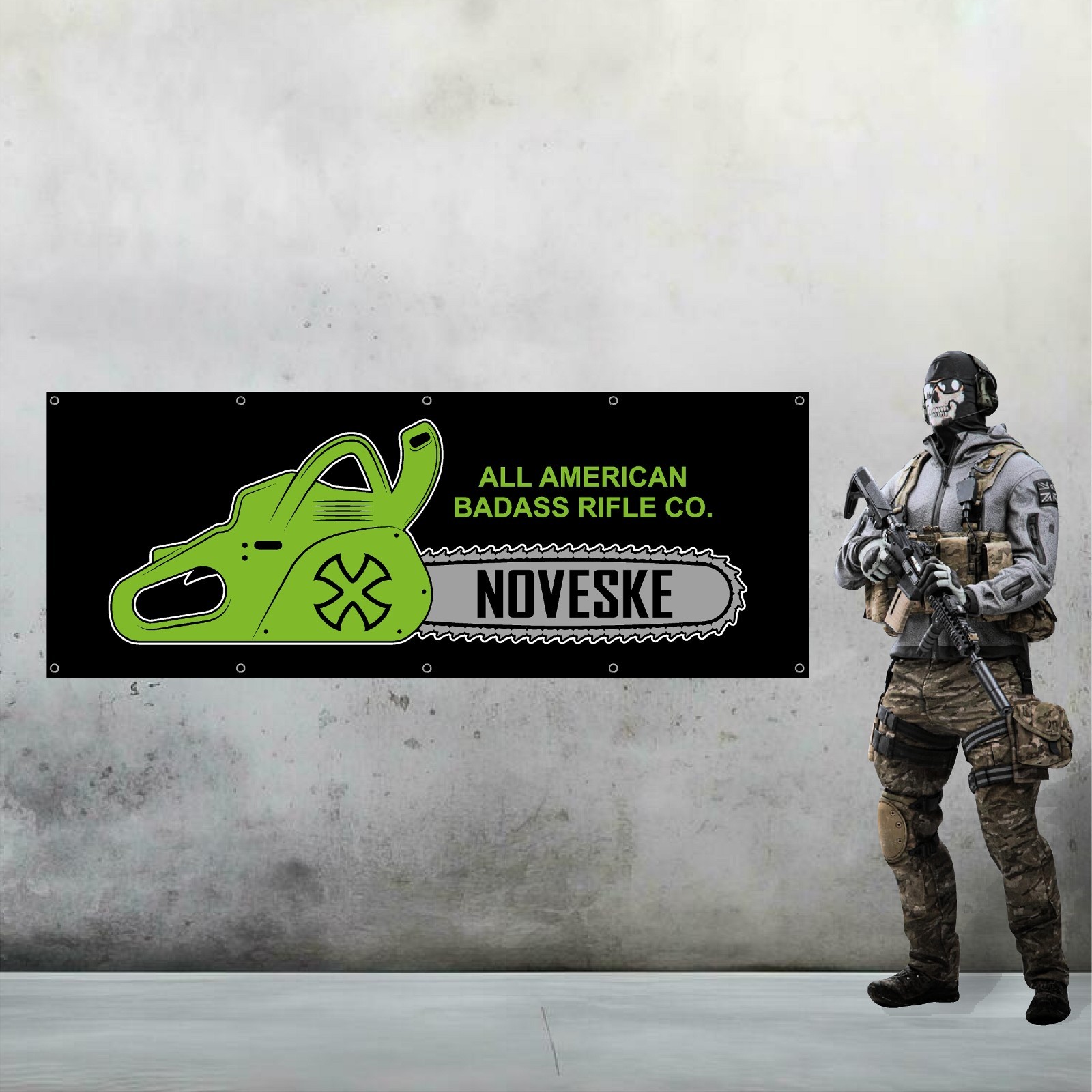 NOVESKE RIFLEWORKS 36in x 96in Vinyl Banner - Mancave Gun Room Wall Art