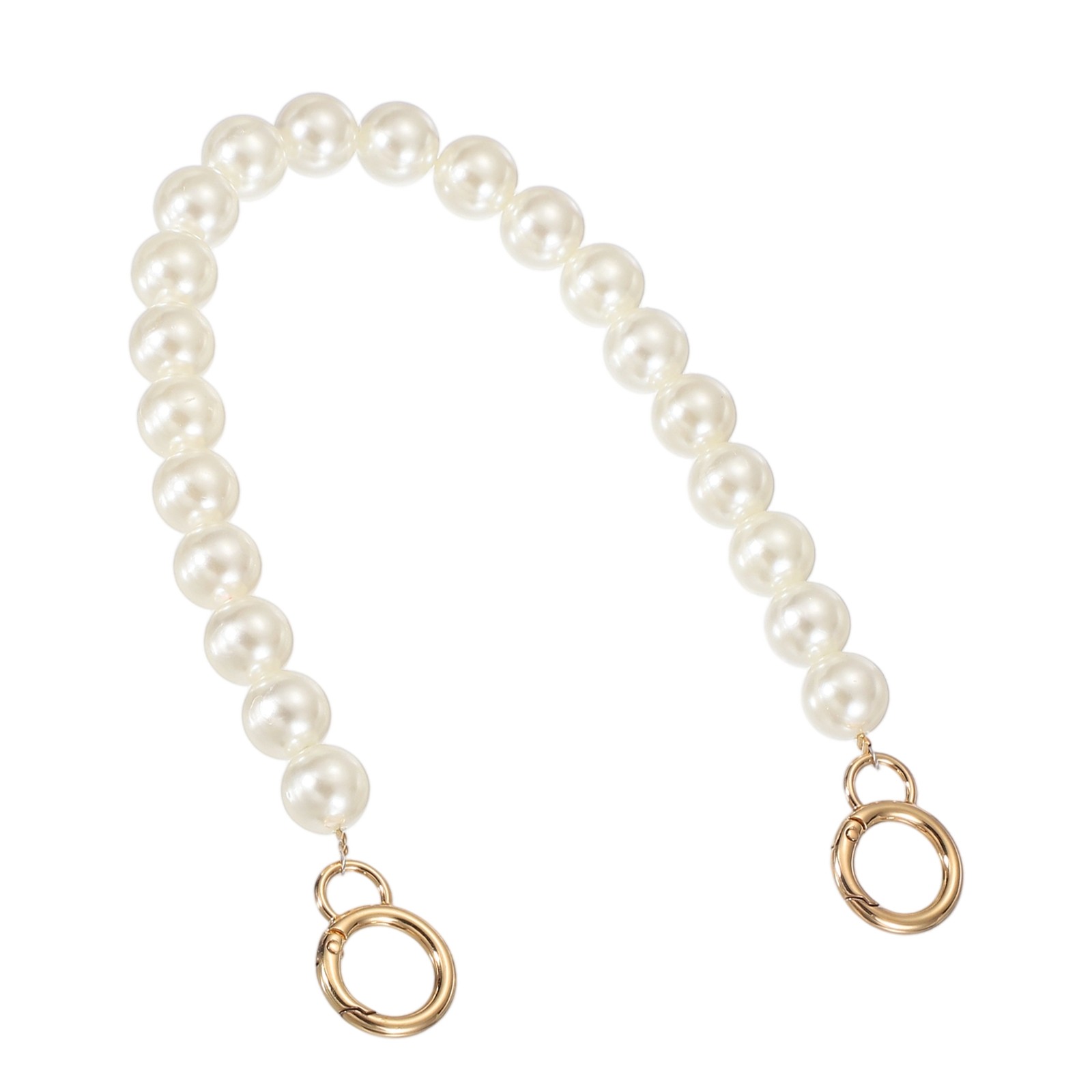 Imitation Pearl Purse Strap, 16" Handbag Chain with Spring Clasp, 16mm
