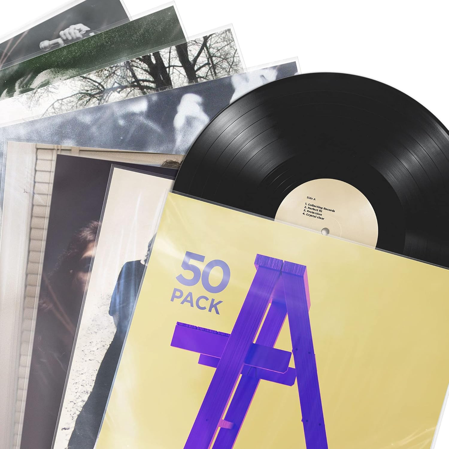 Outer Record Sleeves for Album Covers - 50 Clear Plastic Outer Sleeves to Protec