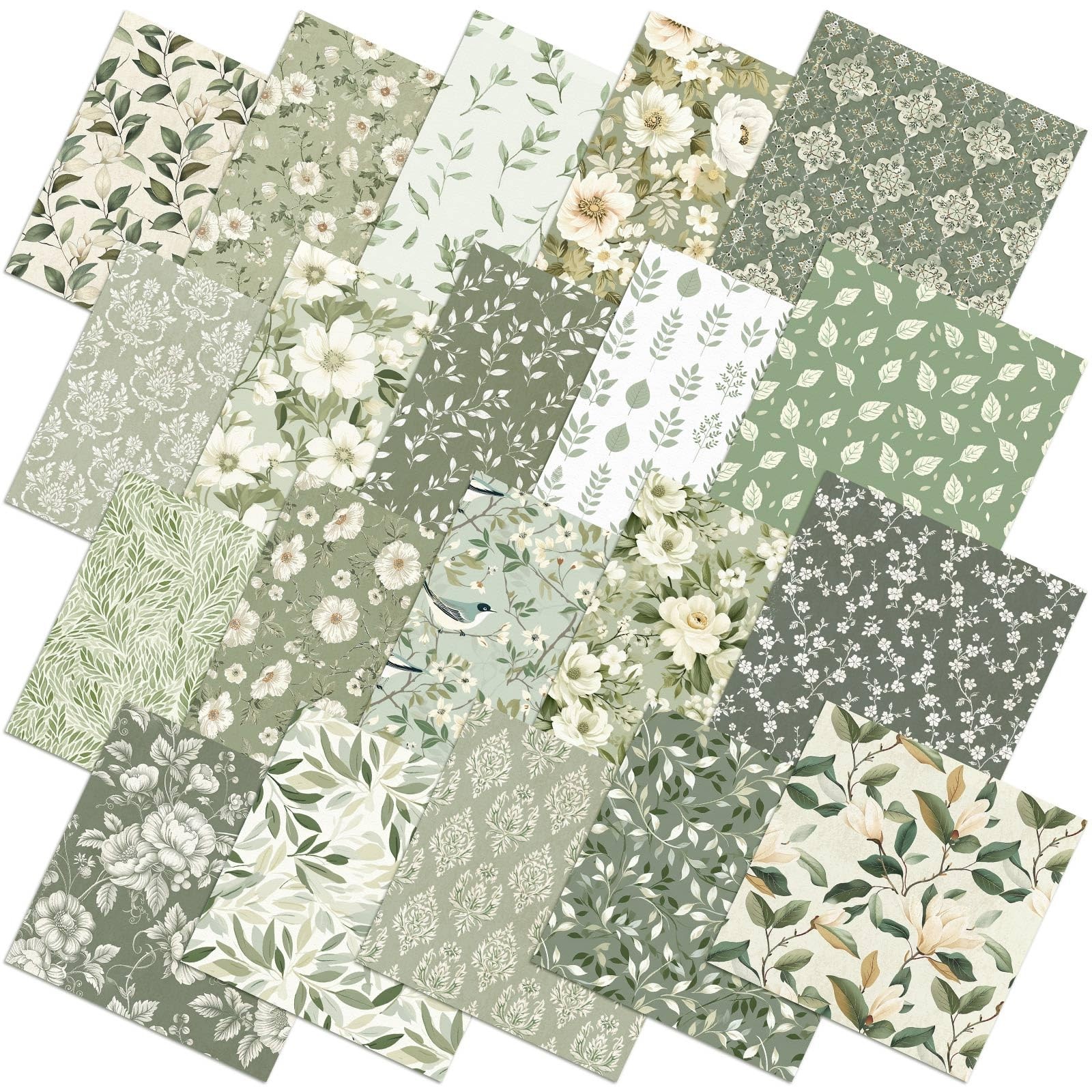 Ganeen 60 Pcs 10 x 10 Inch Sage Green 10 x 10 inches, Floral