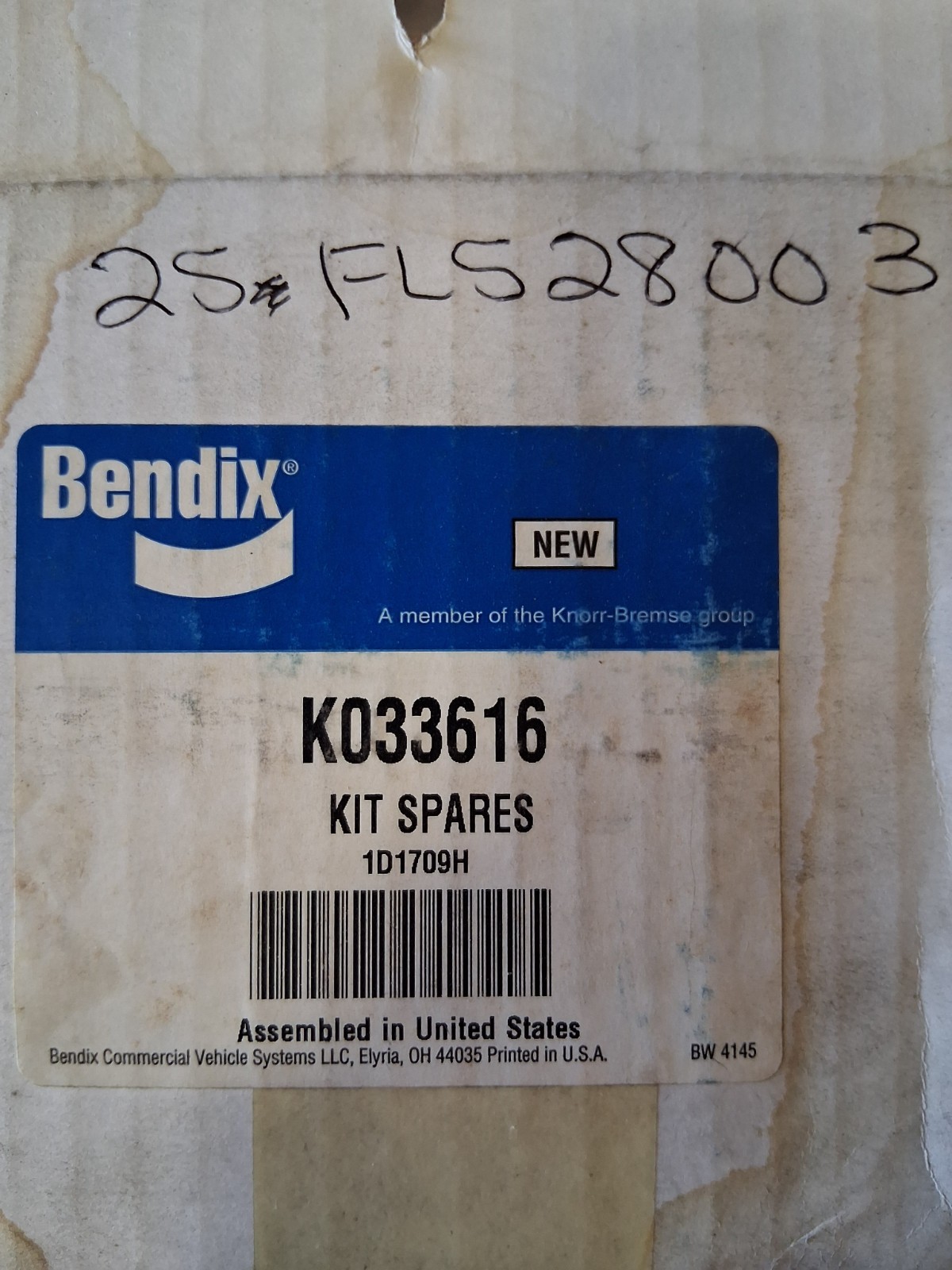 BENDIX DASH BRAKE VALVE 5005080 K033616