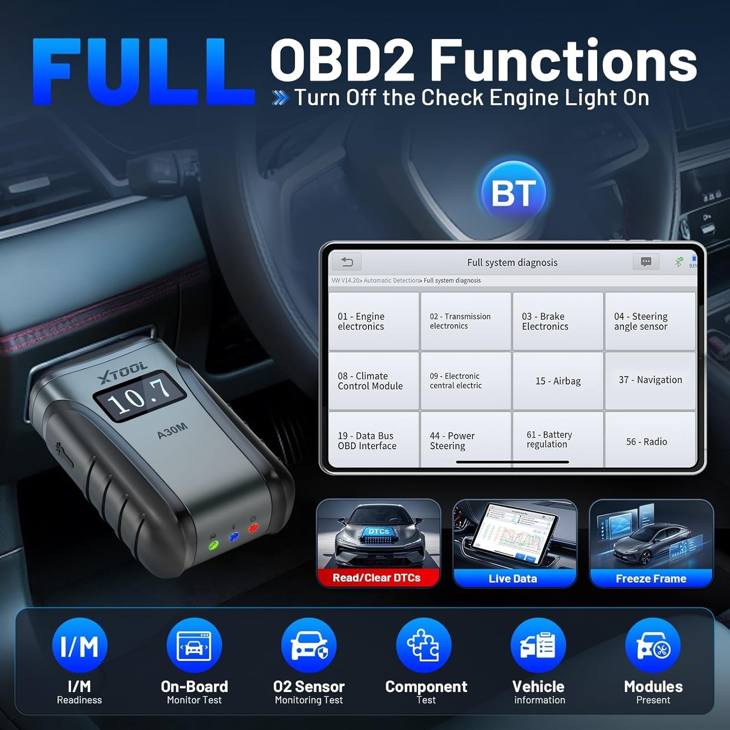 🏆XTOOL Anyscan+ A30M KIT OBD2 Scanner Wireless Code Reader Bidirectional Tool