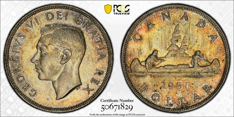 1951 S$1 PCGS AU58 Canada SWL