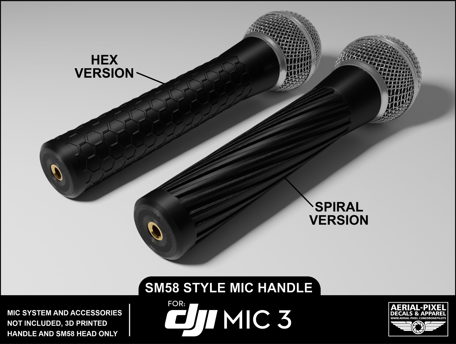 DJI Mic 3 Traditional Microphone Grip Interview Handle SM58 Style - Magnetic