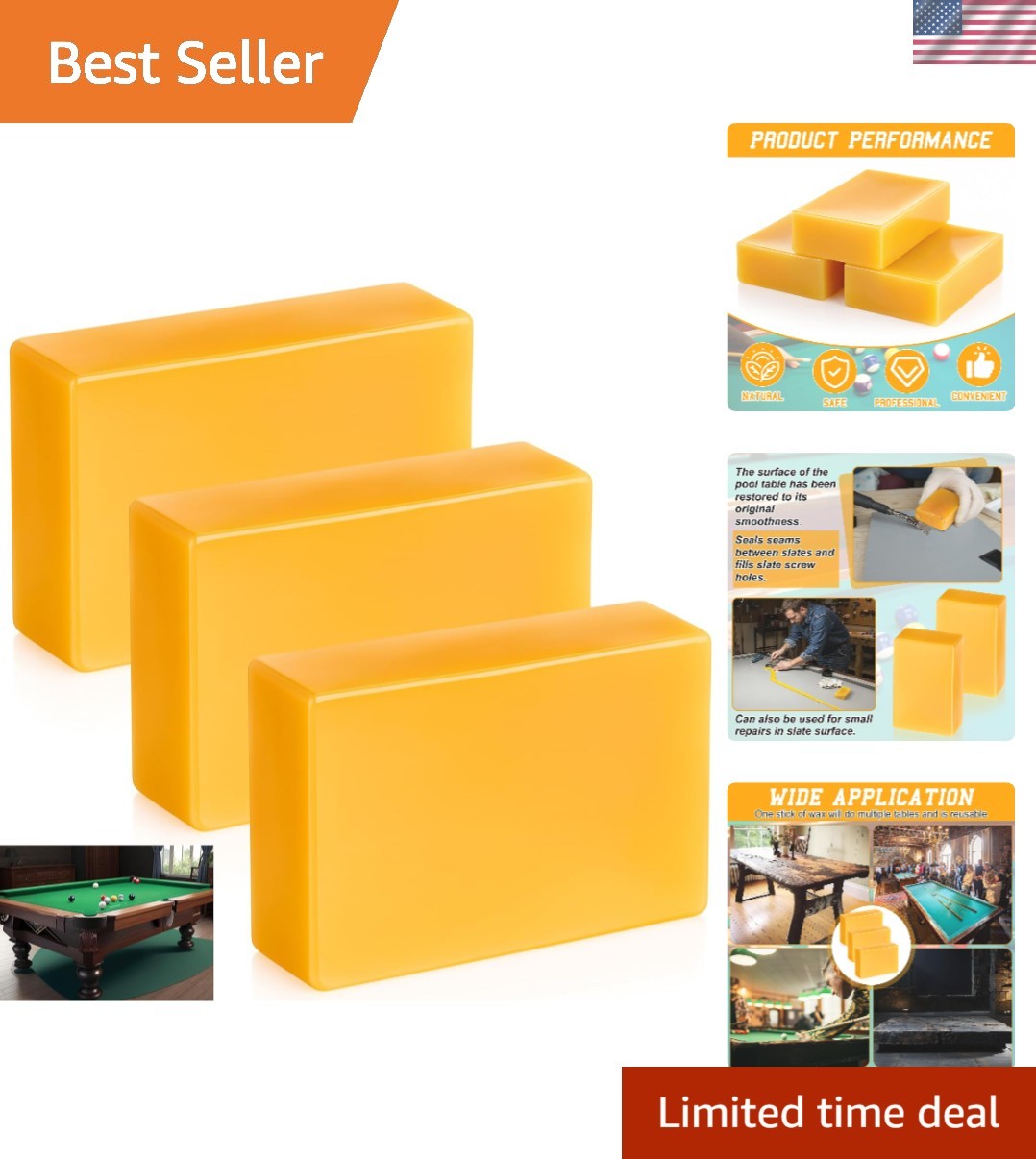 3oz Beeswax for Billiard Table Seams and Screw Holes - Easy Application