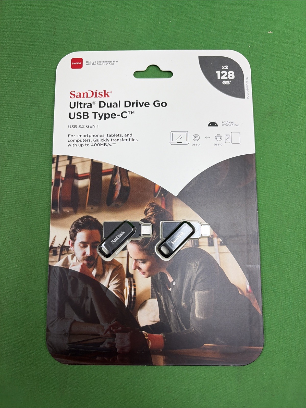 New SanDisk Ultra Dual Drive Go USB Type C USB Flash drive SDDDC3-128G-AS162 2pk