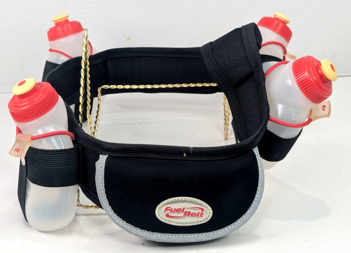Hydration Fuel Belt Sz L, 4 8 oz Water Bottles - Hiking, Biking, Running /New