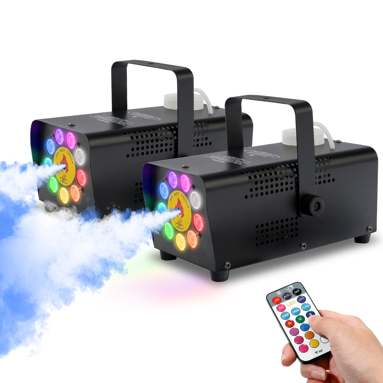 2PCS 500W Smoke Fog Machine RGB Muti Color LED DJ Halloween Party Stage Lighting