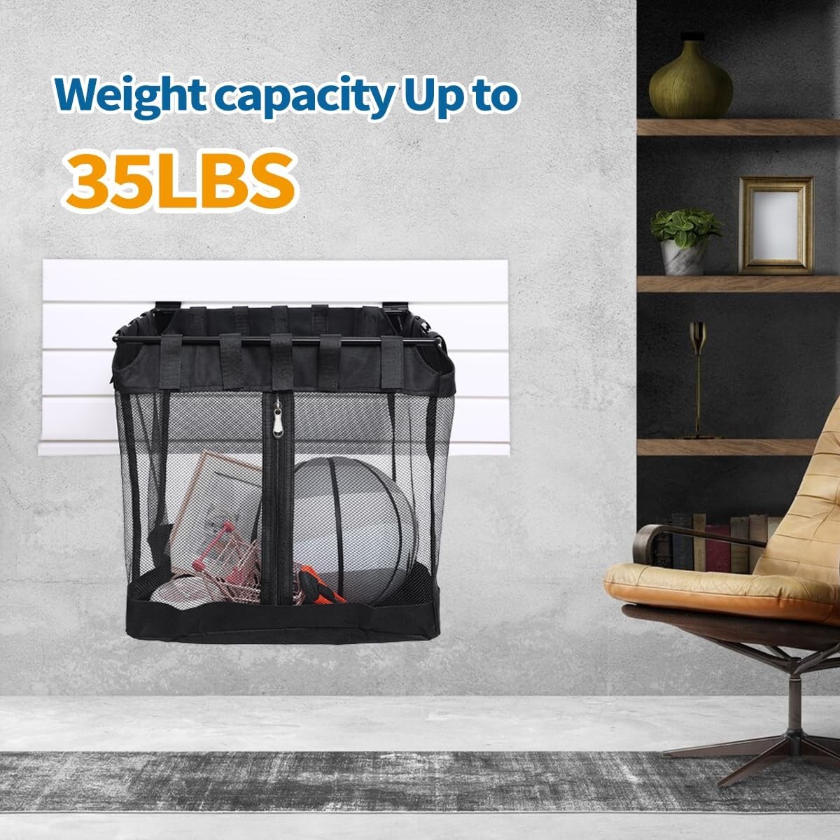 2Pcs Large Slatwall Baskets Mesh Slatwall Baskets W/ Zipper Mounted Storage