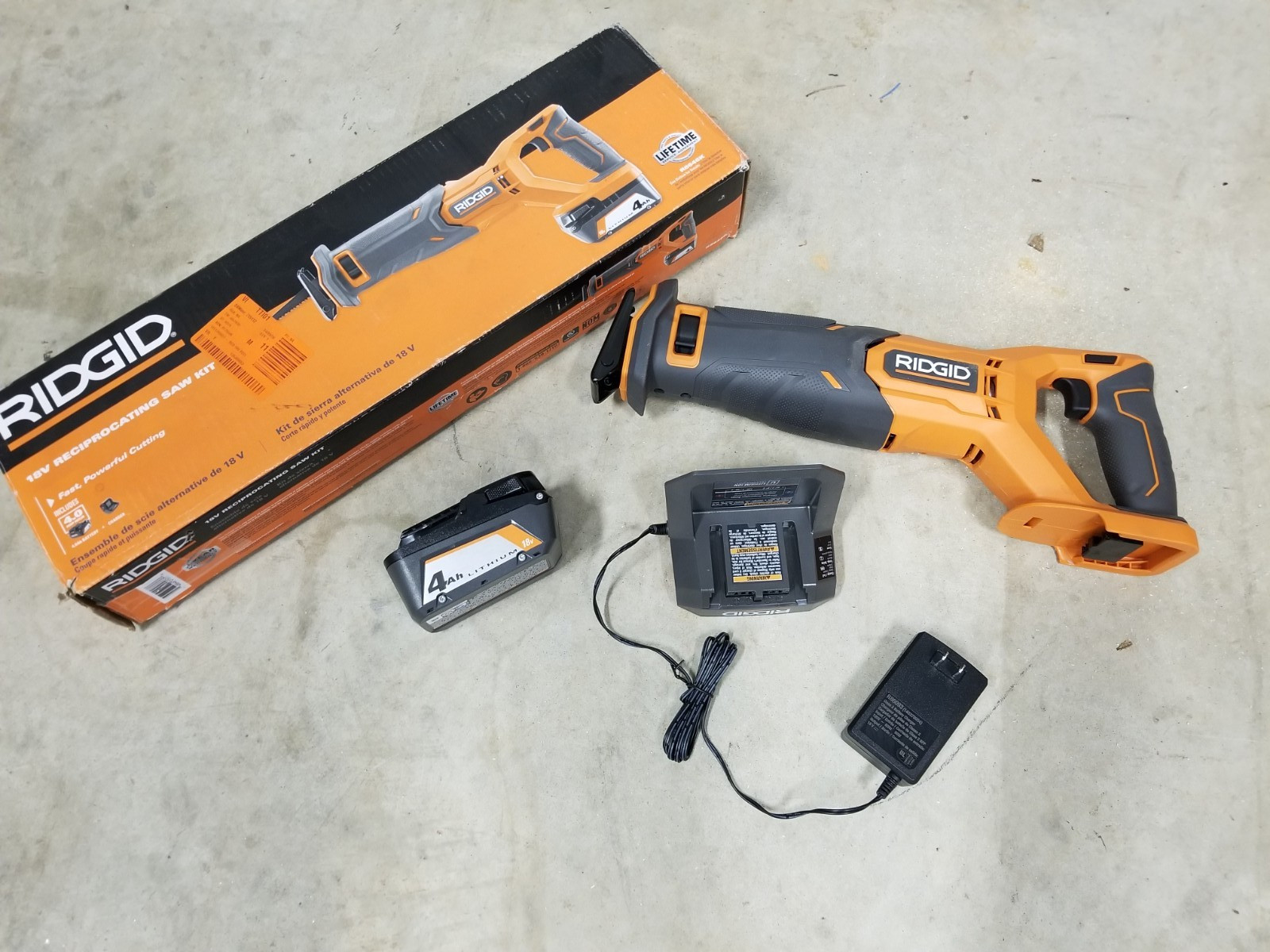 RIDGID R8646K 18V Cordless Reciprocating Saw Kit w/ 4Ah Battery & Charger