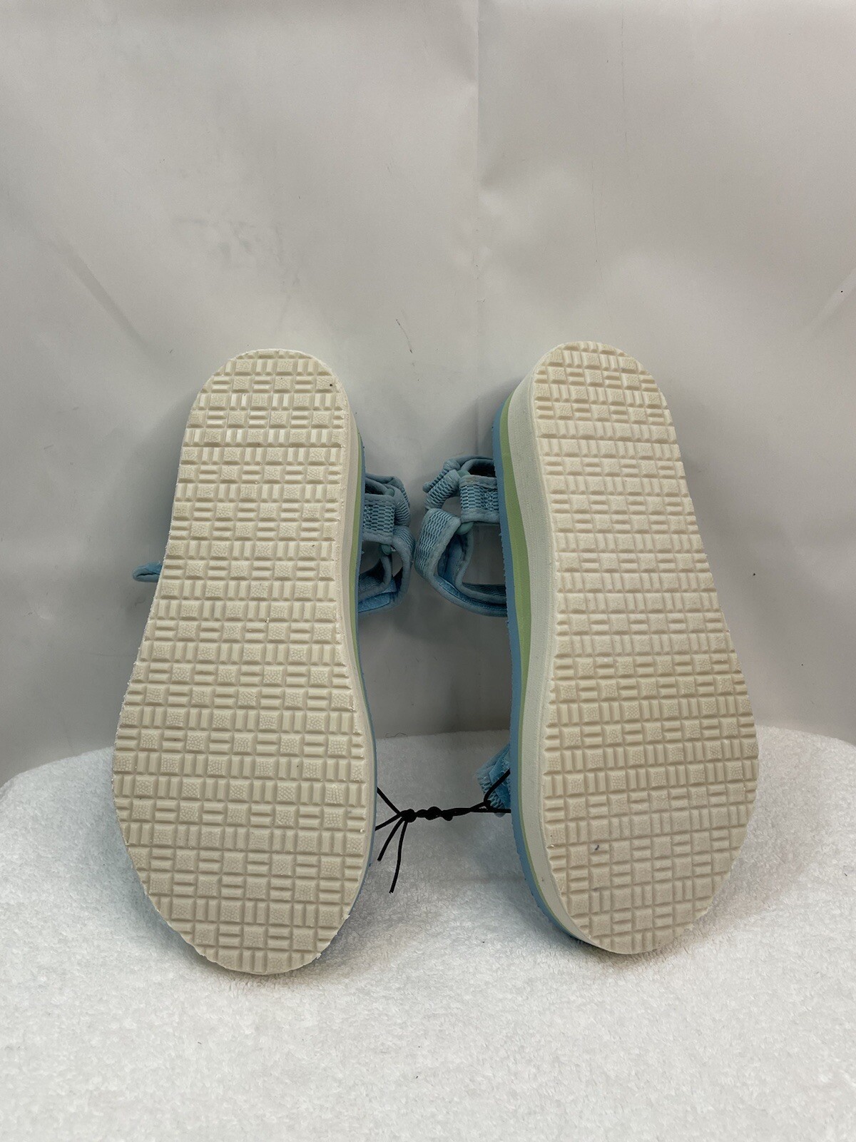 Time and Tru Women's Blue Hook & Loop Platform Nature Sandal
