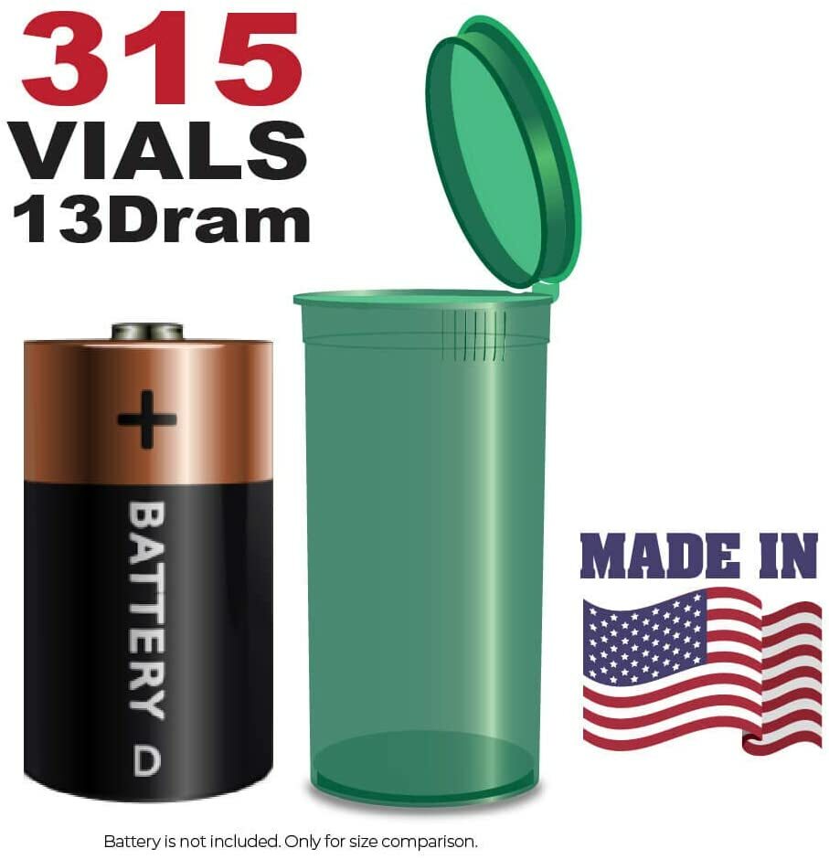315 Translucent Green Vials - 13 DRAM Pop Top Bottle - Smell Proof Containers