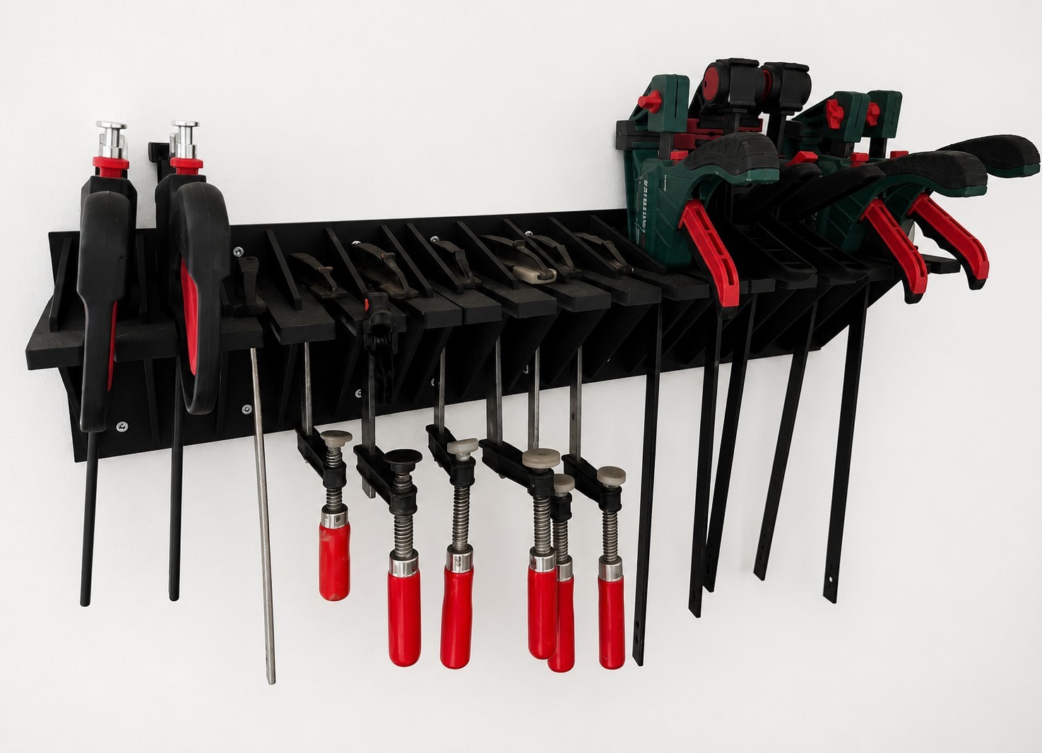 Heavy Duty Wall Mount Bar Clamp Organizer Holder | Holds 5 Clamps