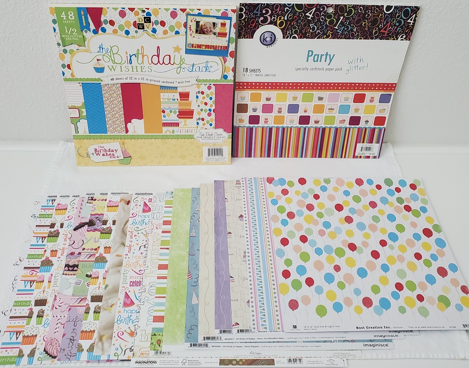 NEW Party/Happy Birthday Set of 2 DCWV & KI Paper Packs & 19 Single Sheets