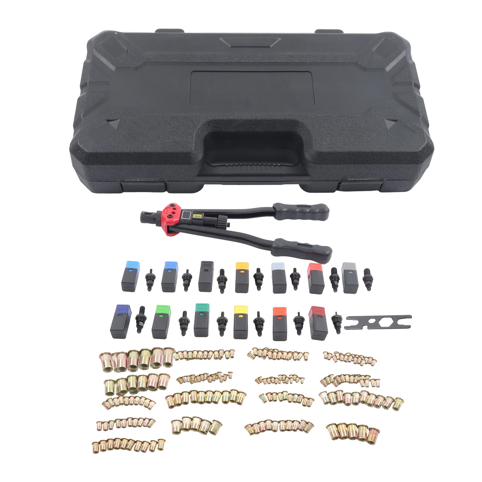 16" Rivnut Tool Kit with 13 Metric and SAE Mandrels,150 PCS,Manual Nutsert Tool