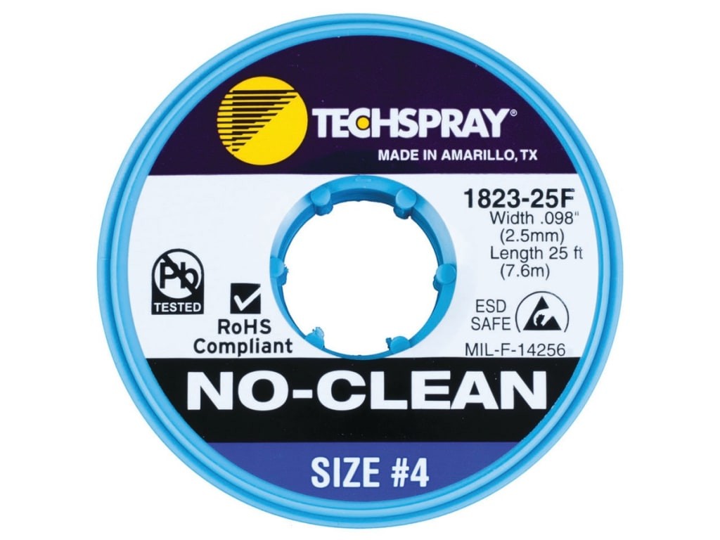Techspray 1823-25F - Tech Spray Desoldering Braid No-Clean #4 Blue 25ft.