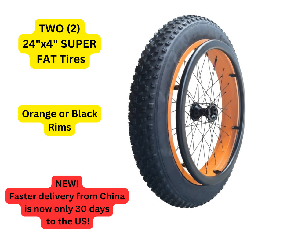 Pair of 24"x4.0 (507) Super FAT Wheelchair Wheels with Axles & Spacers (NEW)