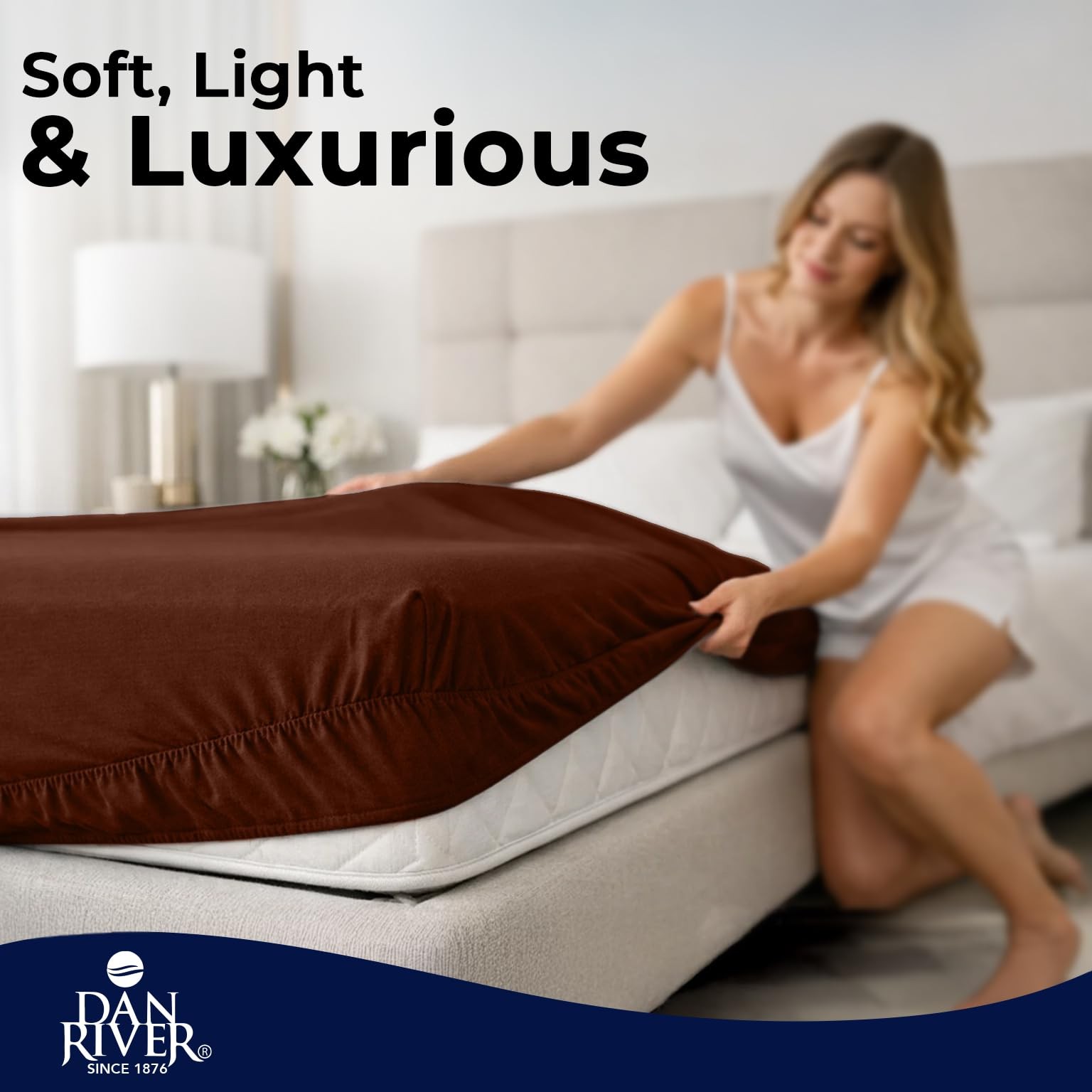 100% Cotton Jersey Fitted Sheet, Full, Brown, 16 Inch Deep Pockets, Ultra Sof...