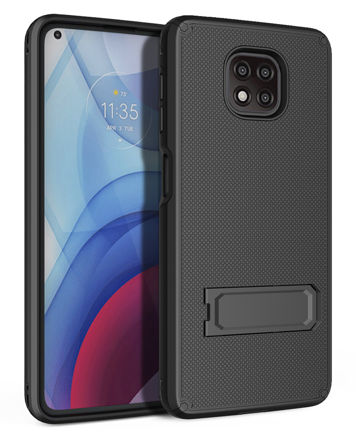 For Motorola MOTO G POWER 2021 Dual Layer Hybrid Case with Built-In Kickstand